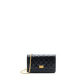 CHANEL 2.55 REISSUE WALLET ON CHAIN AGED CALFSKIN BLACK BRUSHED GHW (MICROCHIP)