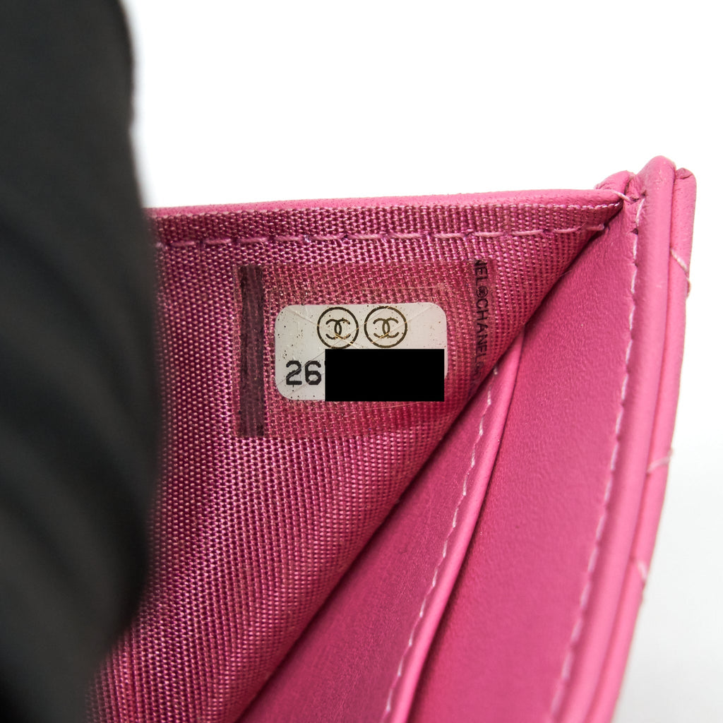 CHANEL BOY SMALL WALLET PINK BRUSHED LAMBSKIN GHW