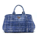PRADA CANVAS SHOPPING TOTE BAG BLUE
