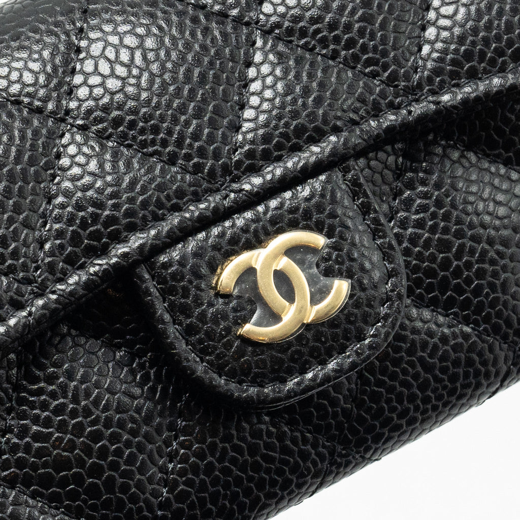 CHANEL CLASSIC FLAP CARD HOLDER CAVIAR BLACK GHW (MICROCHIP)