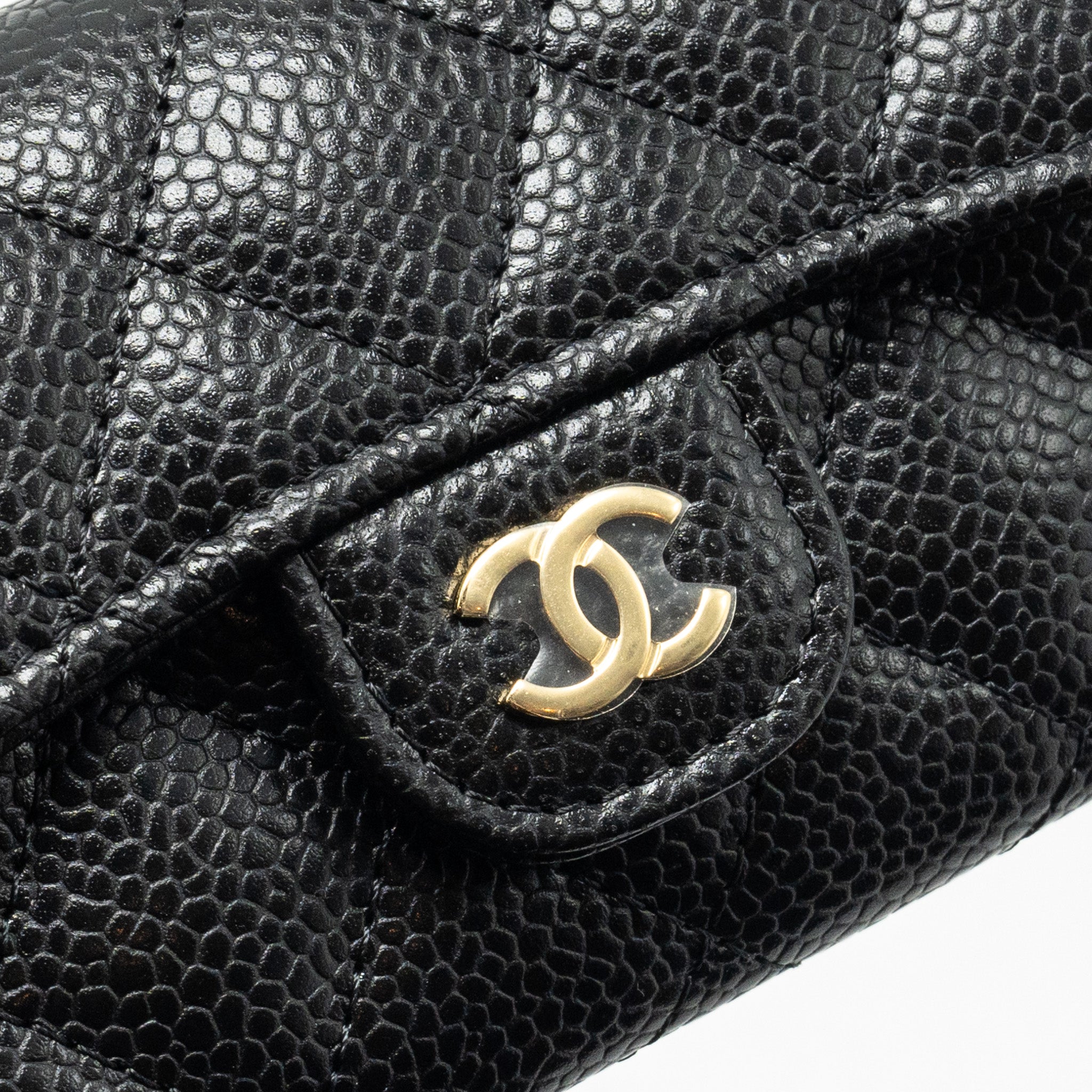 CHANEL CLASSIC FLAP CARD HOLDER CAVIAR BLACK GHW (MICROCHIP)