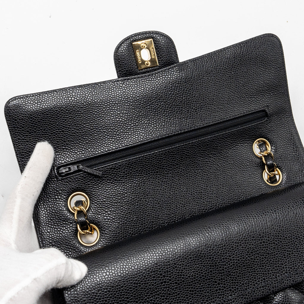 CHANEL MEDIUM CLASSIC DOUBLE FLAP BAG CAVIAR BLACK GHW