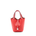 HERMES PICOTIN 18 LOCK BAG EPSOM RED WITH MULTI COLOUR HANDLE SHW