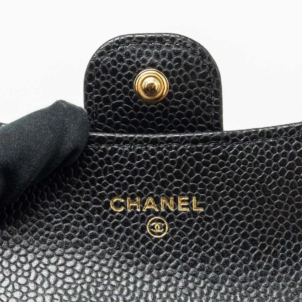 CHANEL CLASSIC FLAP CARD HOLDER CAVIAR BLACK GHW (MICROCHIP)