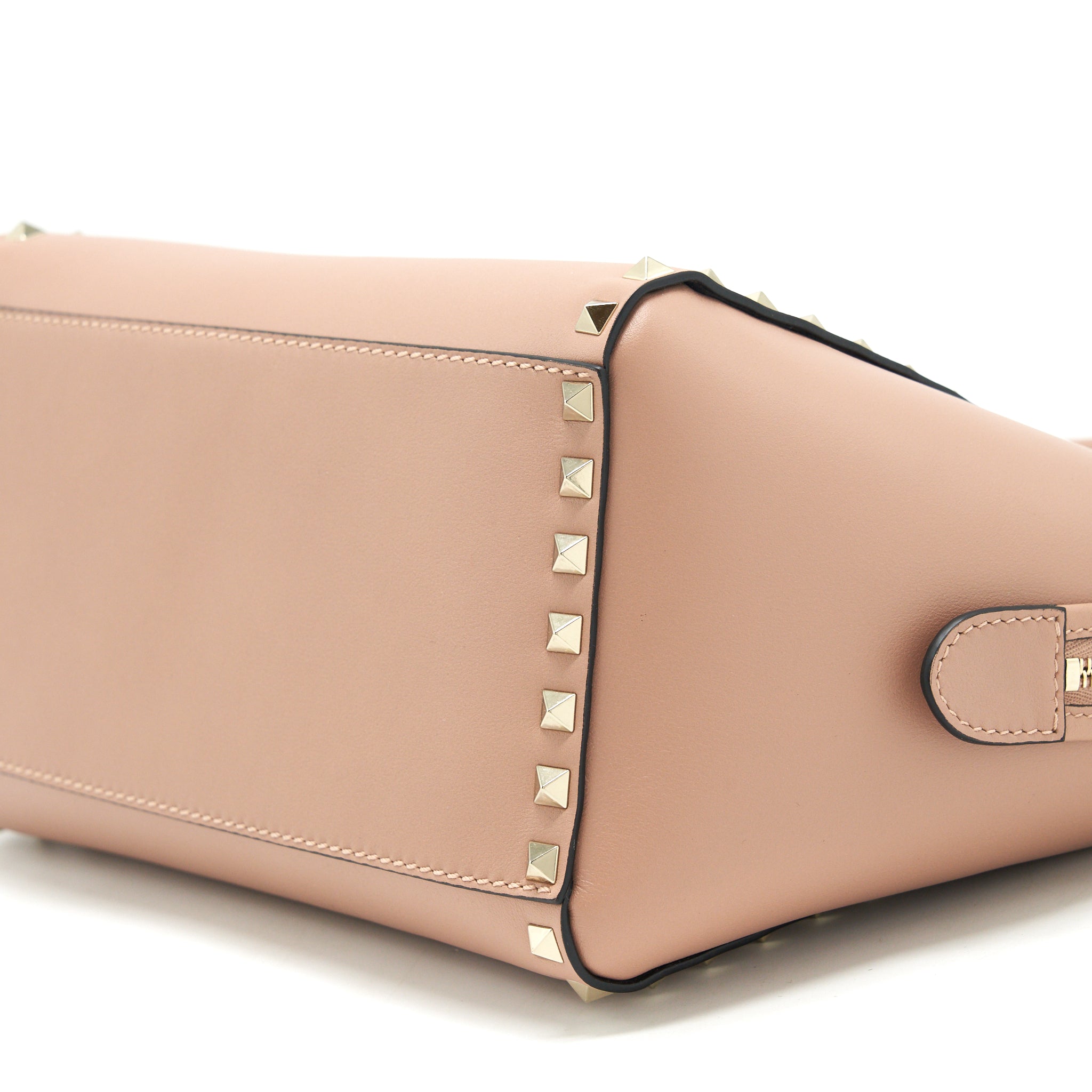 VALENTINO ROCKSTUD DOUBLE HANDLE TOTE BAG DUSTY PINK LGHW