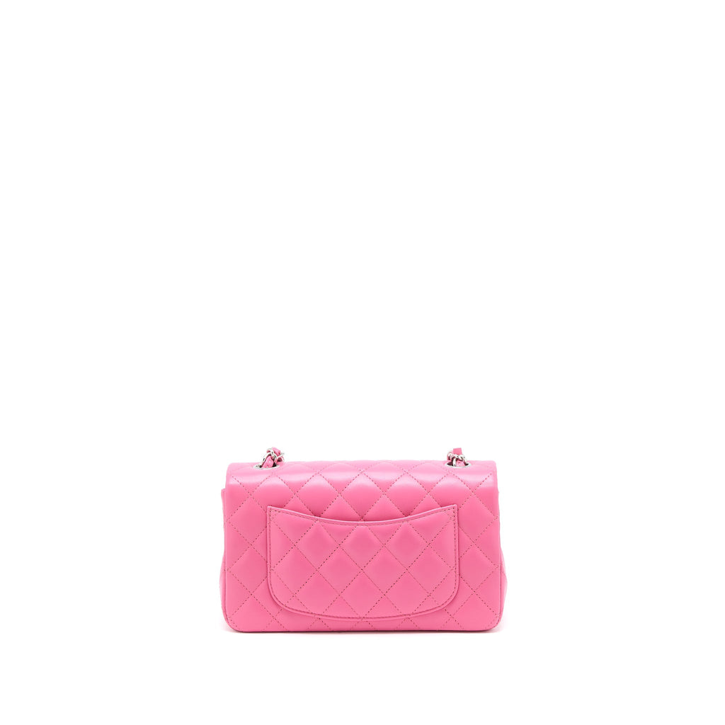 CHANEL CLASSIC MINI RECTANGULAR FLAP BAG LAMBSKIN PINK SHW