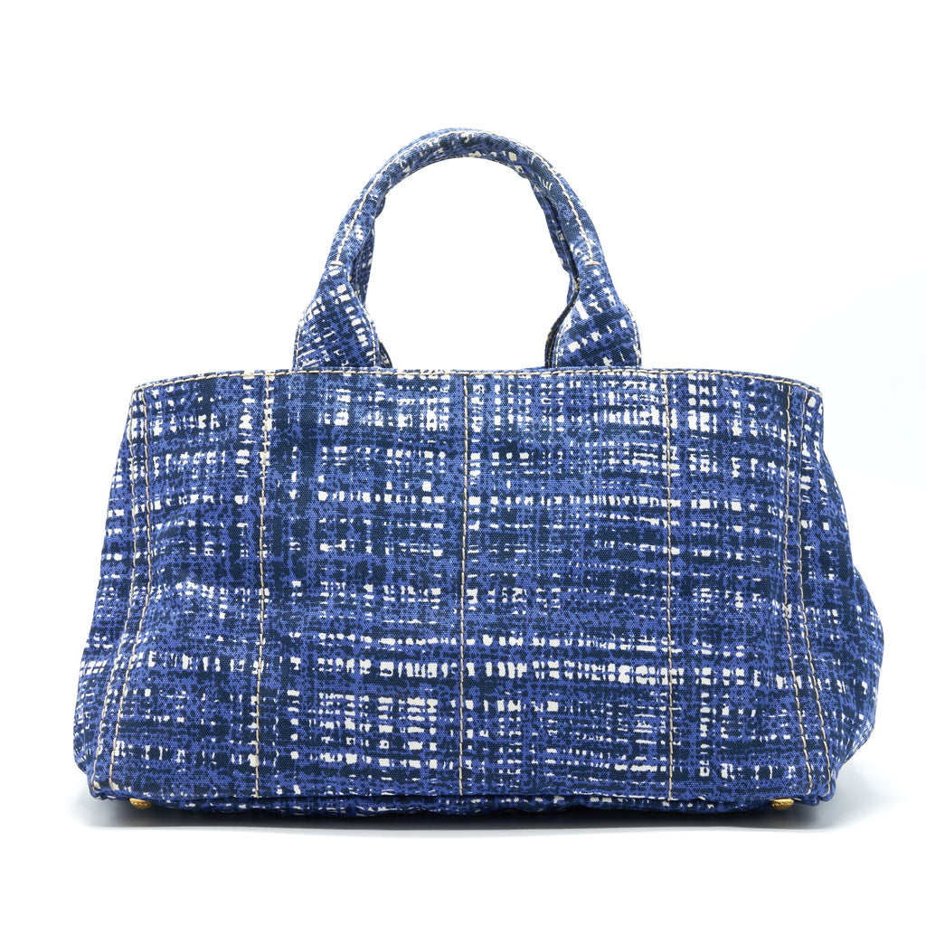 PRADA CANVAS SHOPPING TOTE BAG BLUE