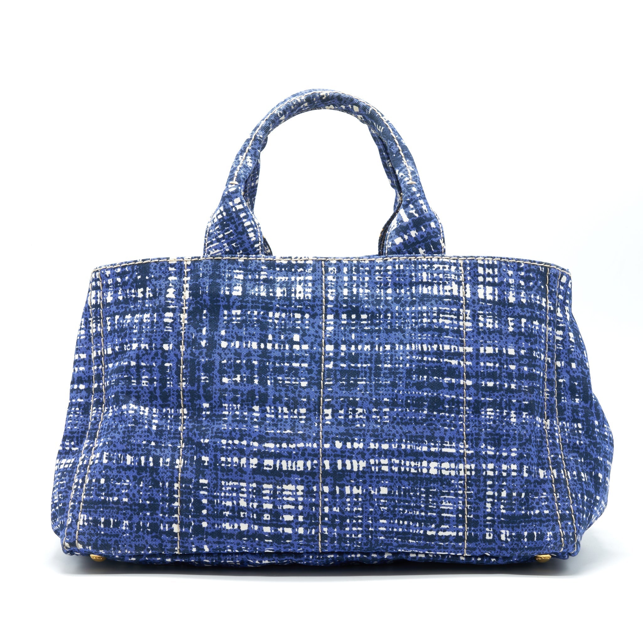 PRADA CANVAS SHOPPING TOTE BAG BLUE