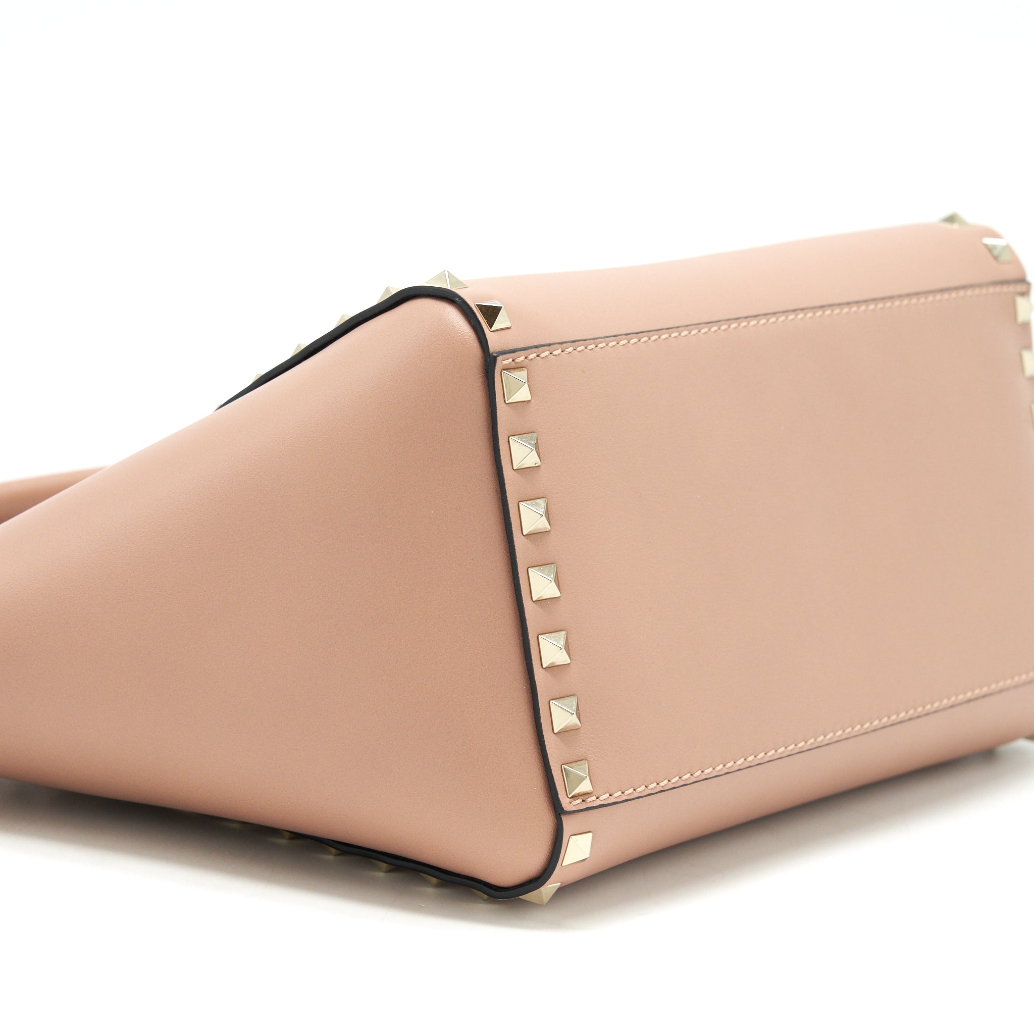 VALENTINO ROCKSTUD DOUBLE HANDLE TOTE BAG DUSTY PINK LGHW
