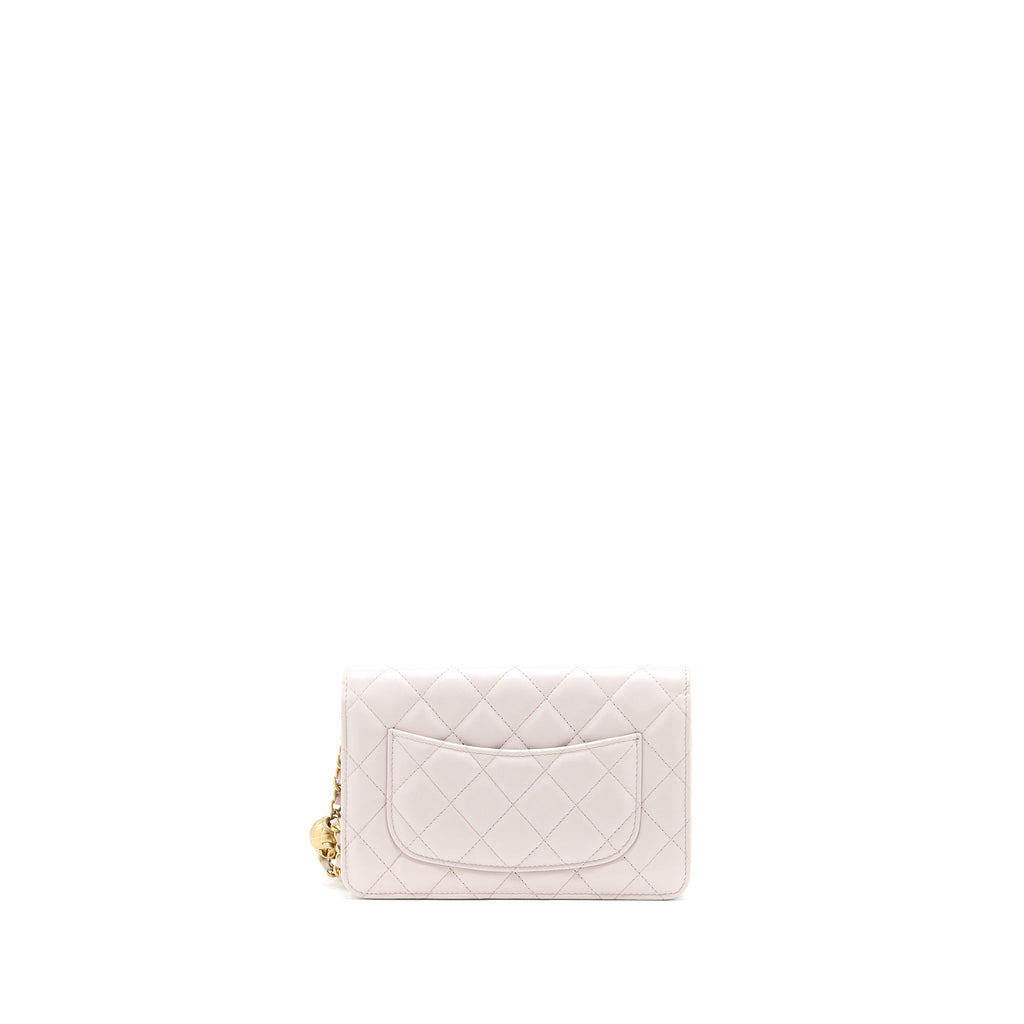 CHANEL PEARL CRUSH WALLET ON CHAIN LAMBSKIN LIALIC/LIGHT PURPLE BRUSHED GHW (MICROCHIP)