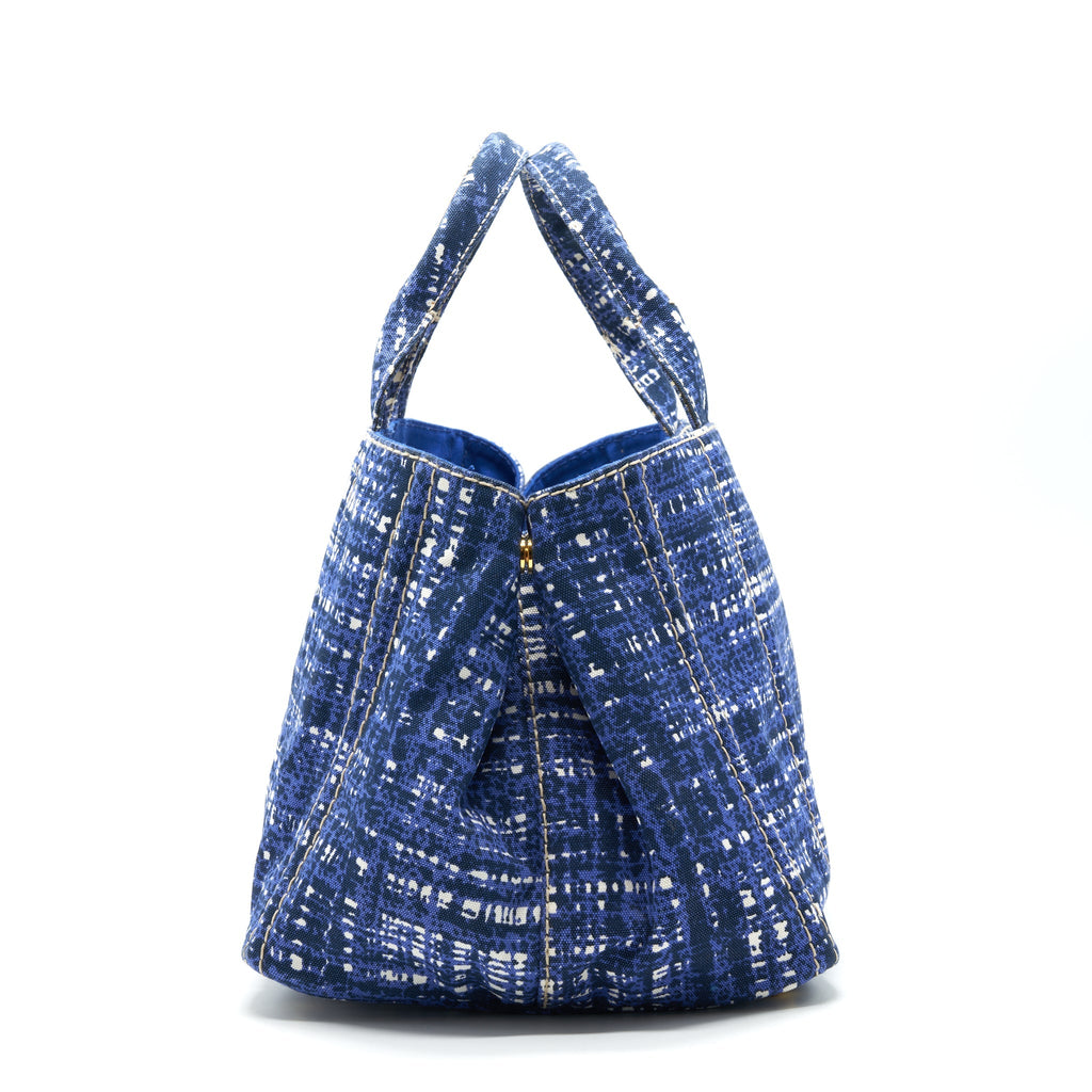 PRADA CANVAS SHOPPING TOTE BAG BLUE