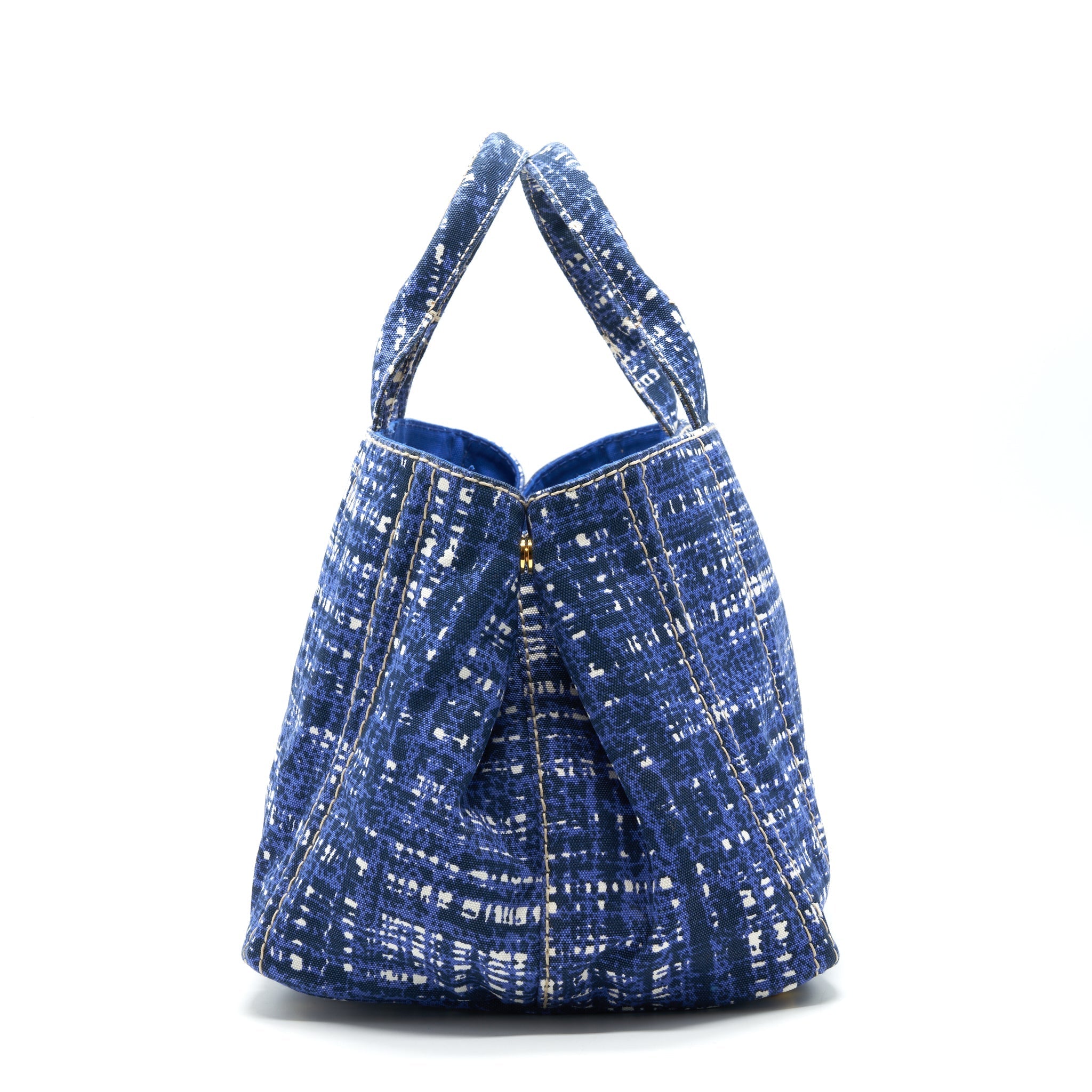 PRADA CANVAS SHOPPING TOTE BAG BLUE