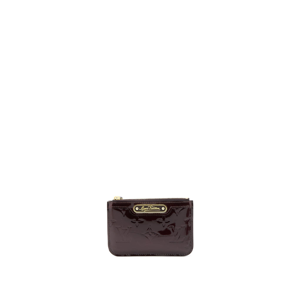 LOUIS VUITTON ZIPPY POUCH WITH KEY CHAIN PATENT DARK RED GHW