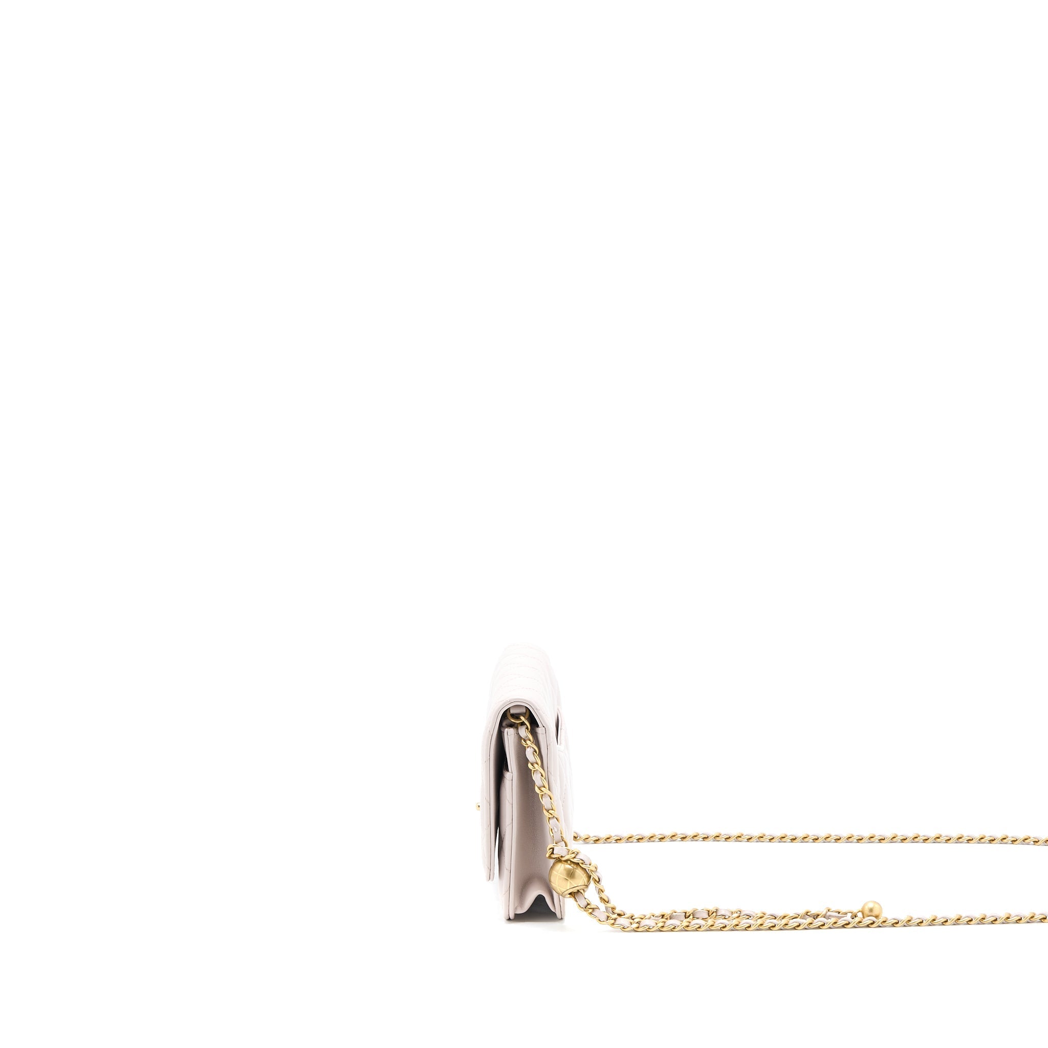 CHANEL PEARL CRUSH WALLET ON CHAIN LAMBSKIN LIALIC/LIGHT PURPLE BRUSHED GHW (MICROCHIP)