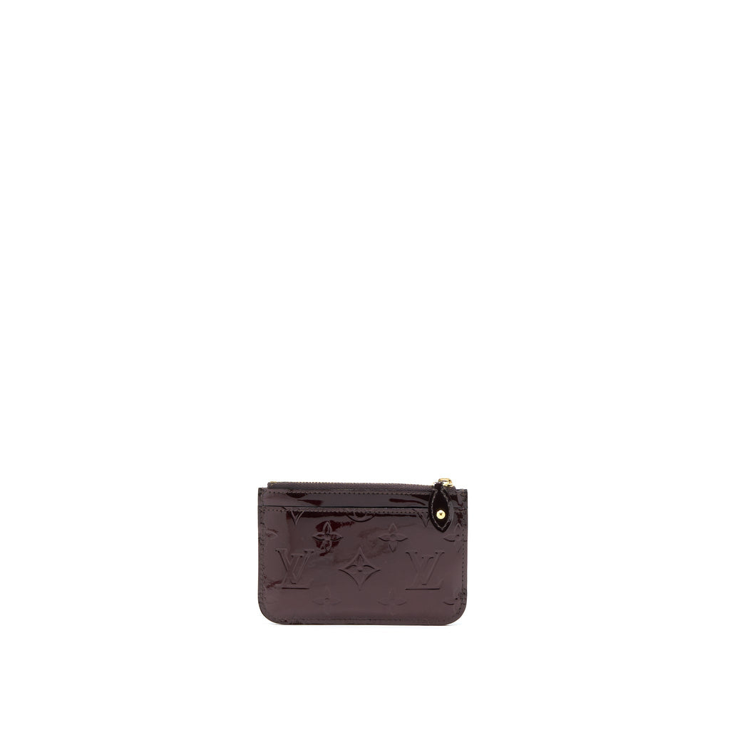 LOUIS VUITTON ZIPPY POUCH WITH KEY CHAIN PATENT DARK RED GHW