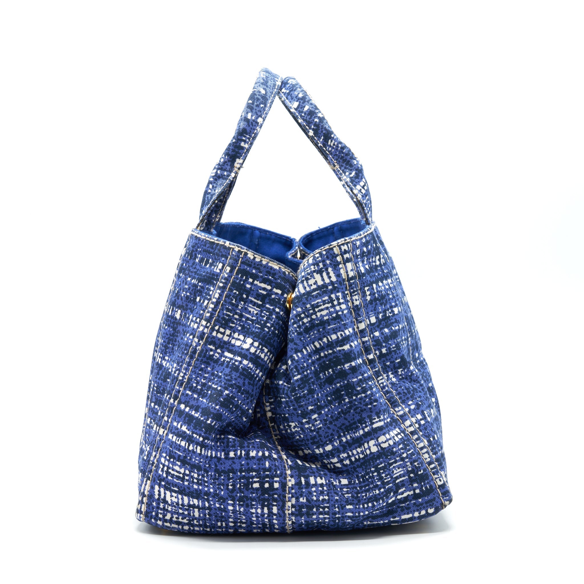 PRADA CANVAS SHOPPING TOTE BAG BLUE