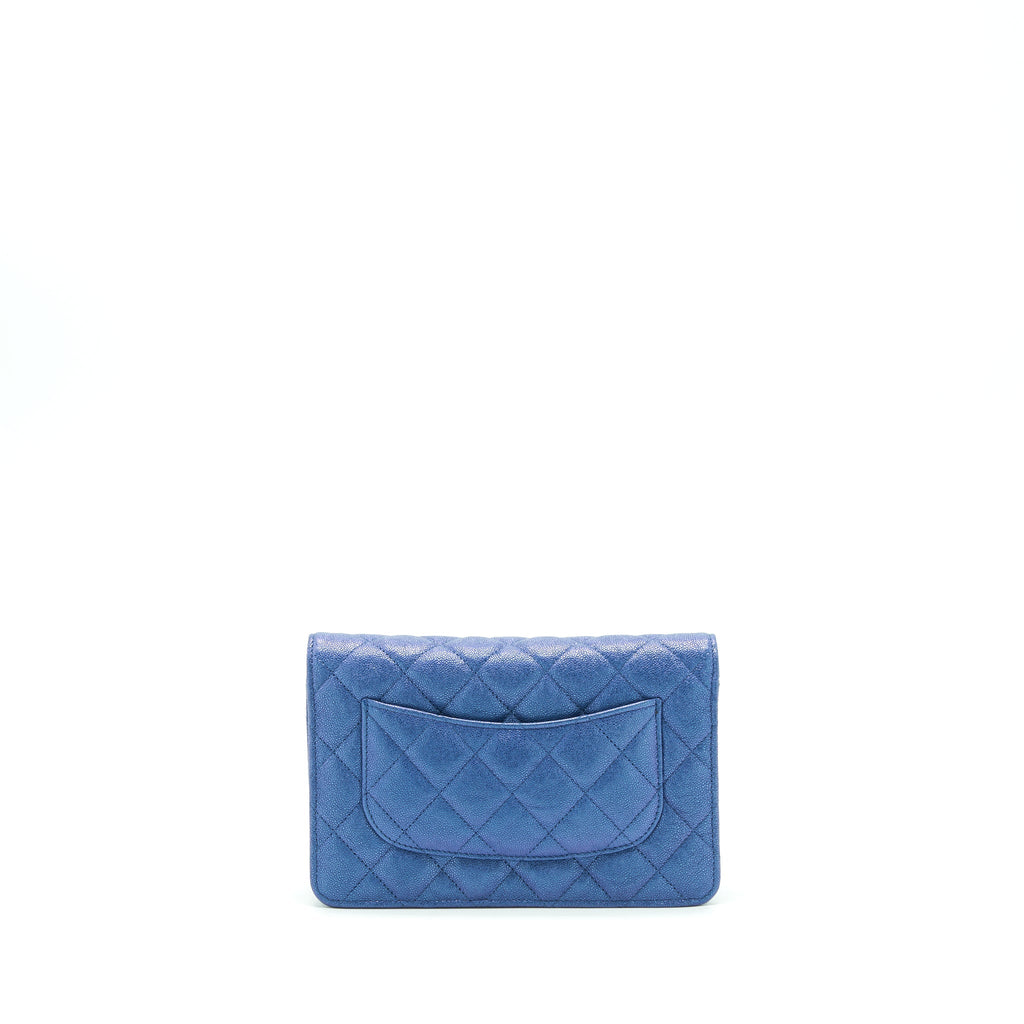 CHANEL CLASSIC WALLET ON CHAIN CAVIAR IRIDESCENT BLUE LGHW