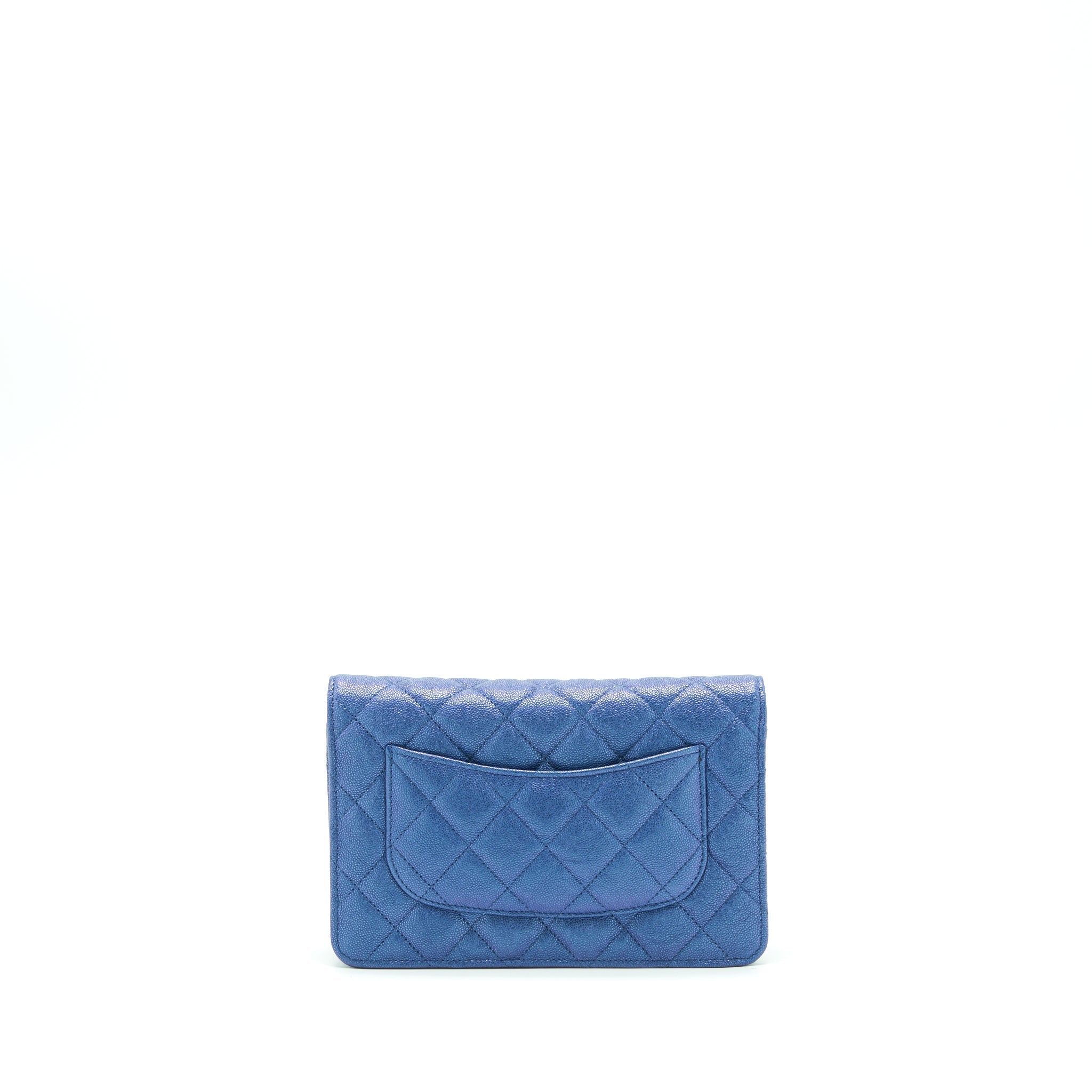 CHANEL CLASSIC WALLET ON CHAIN CAVIAR IRIDESCENT BLUE LGHW