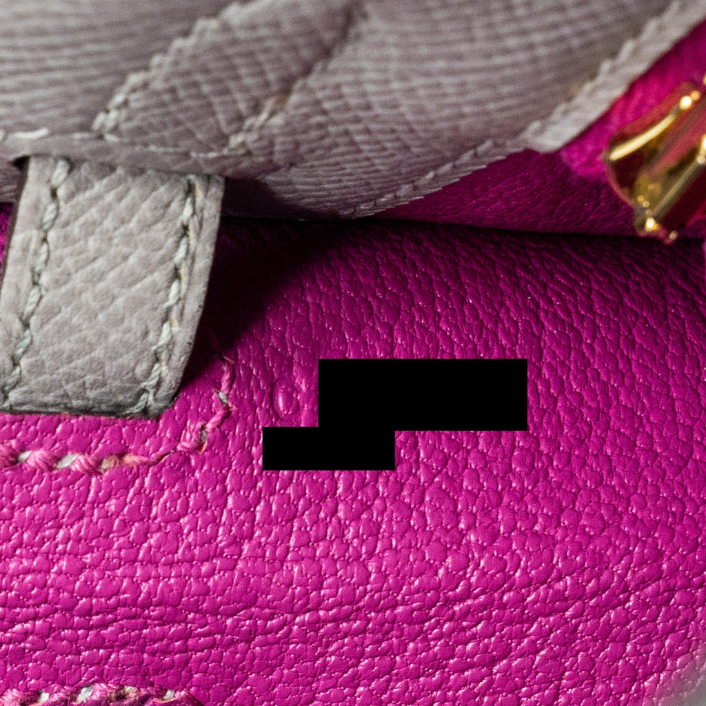 HERMES KELLY 25 SPECIAL ORDER EPSOM GRIS MOTTE / ROSE PURPLE GHW