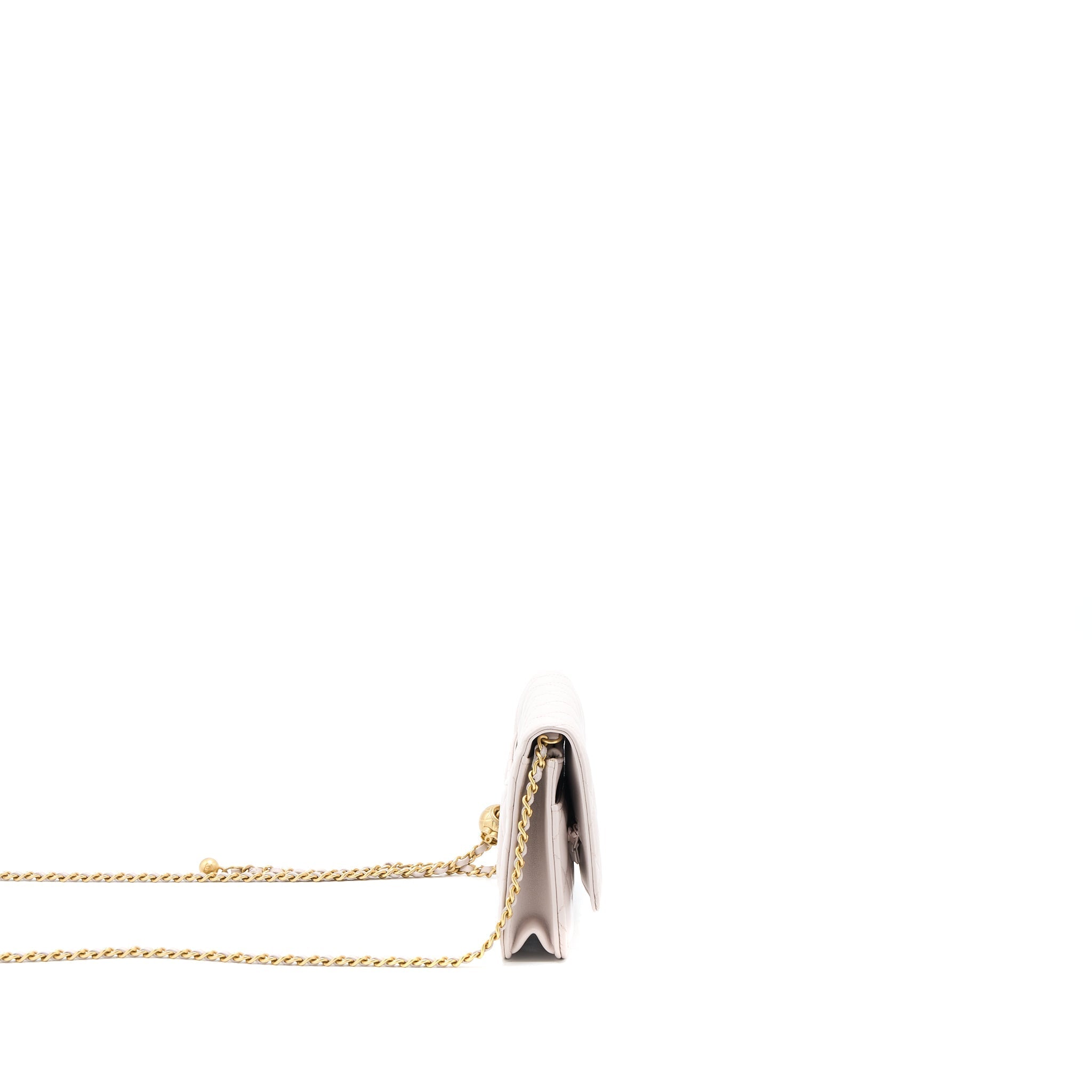 CHANEL PEARL CRUSH WALLET ON CHAIN LAMBSKIN LIALIC/LIGHT PURPLE BRUSHED GHW (MICROCHIP)