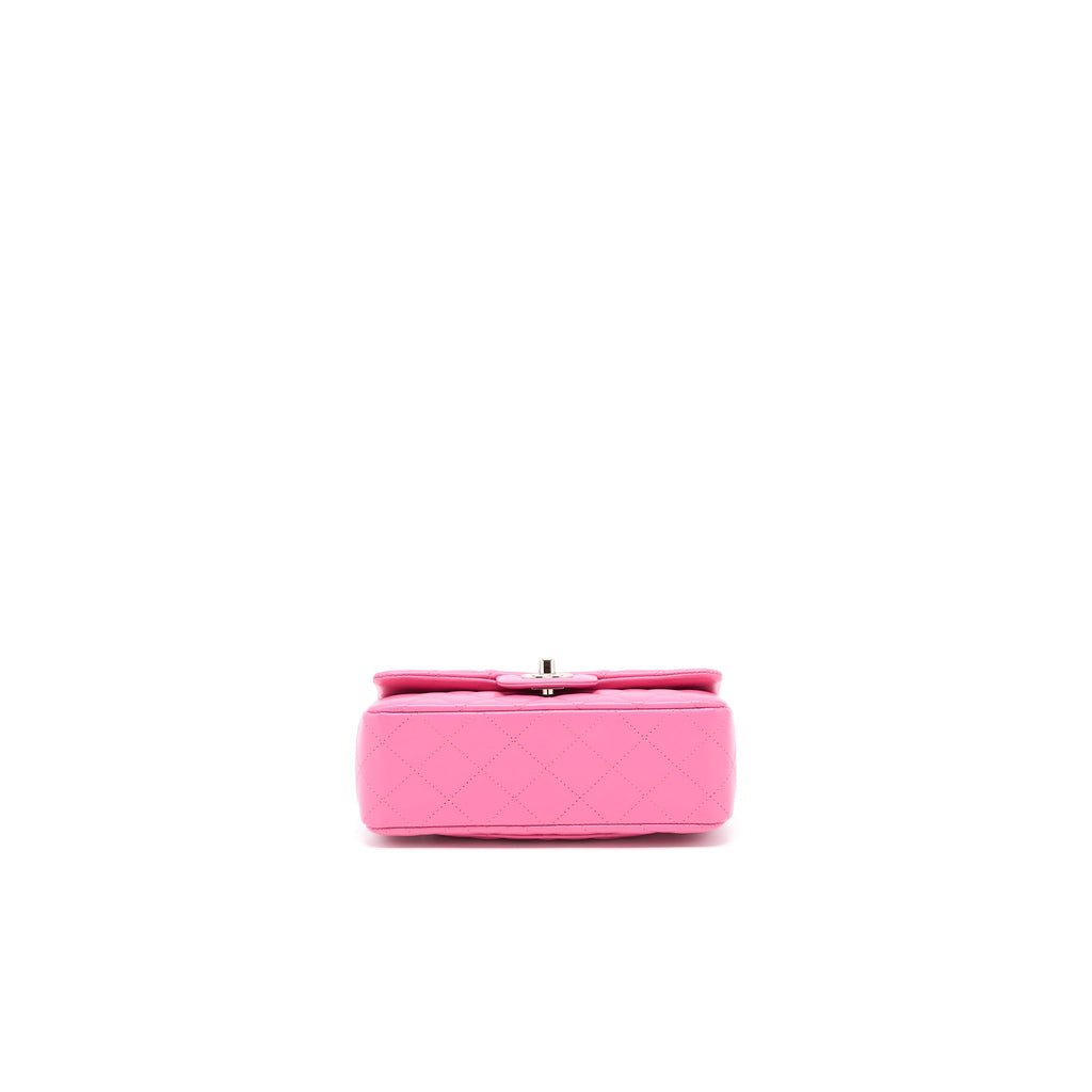 CHANEL CLASSIC MINI RECTANGULAR FLAP BAG LAMBSKIN PINK SHW