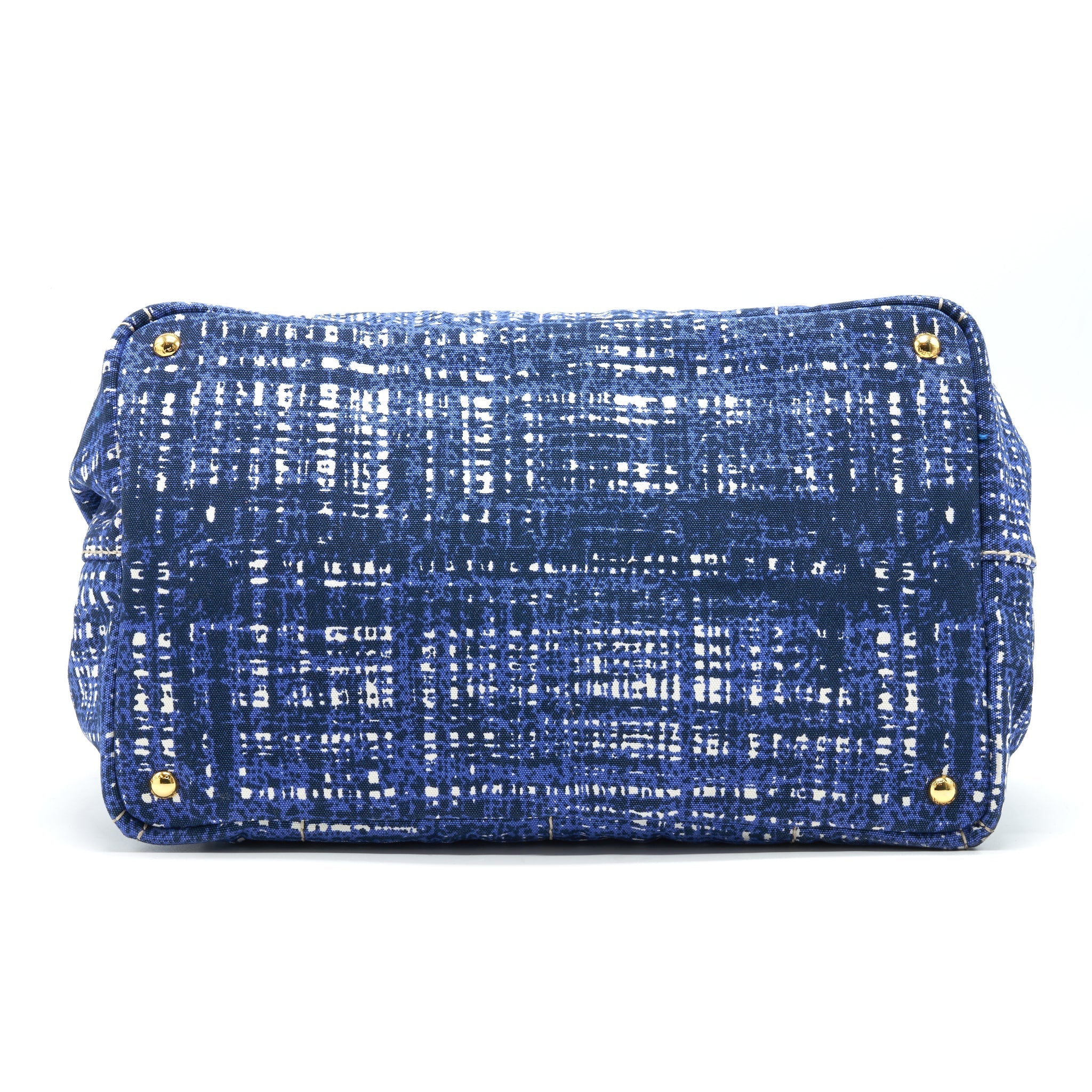 PRADA CANVAS SHOPPING TOTE BAG BLUE