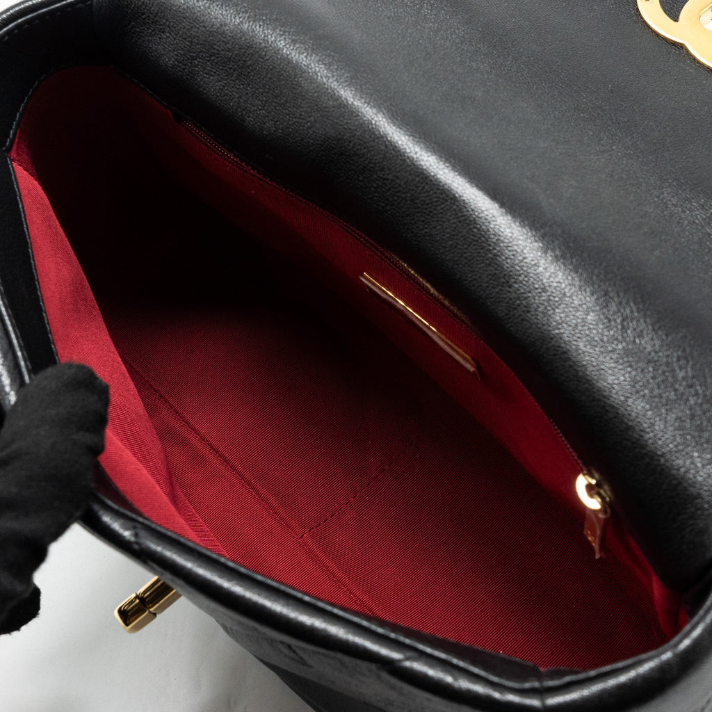 CHANEL SMALL 19 BAG GOATSKIN BLACK MULTICOLOUR HARDWARE