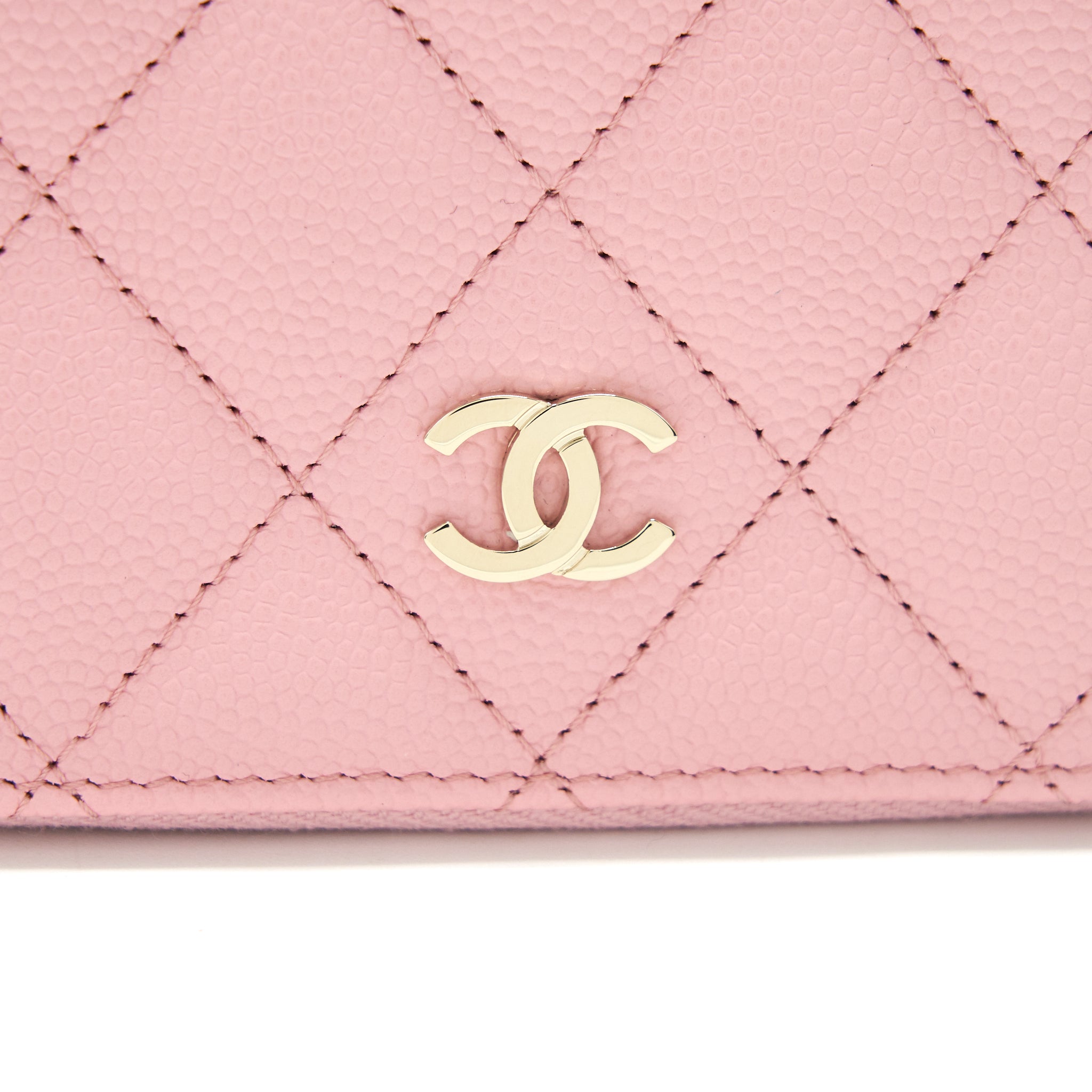 CHANEL 22C ZIP CARDHOLDER PINK CAVIAR LGHW
