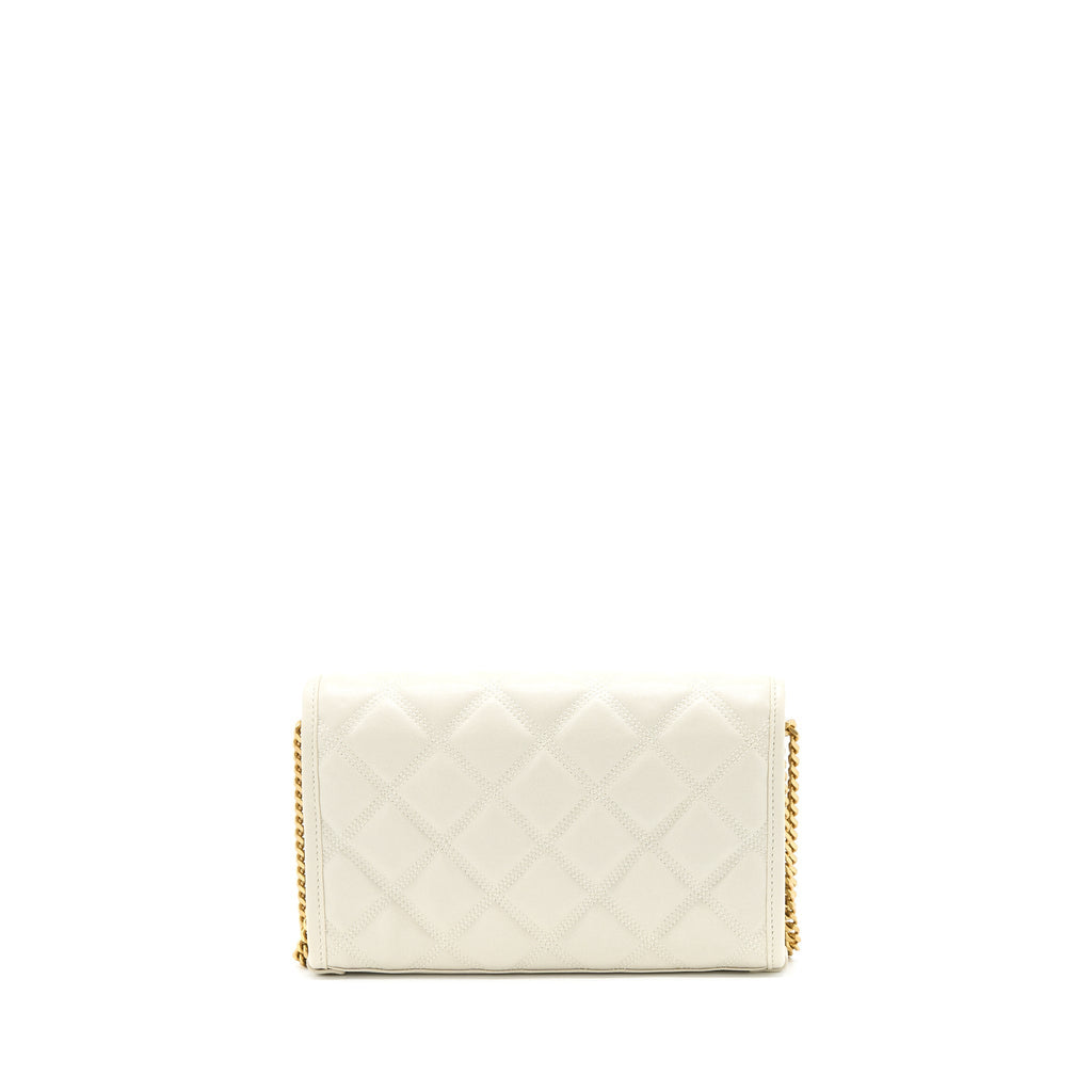 SAINT LAURENT BECKY QUILTED CHAIN BAG WHITE GHW