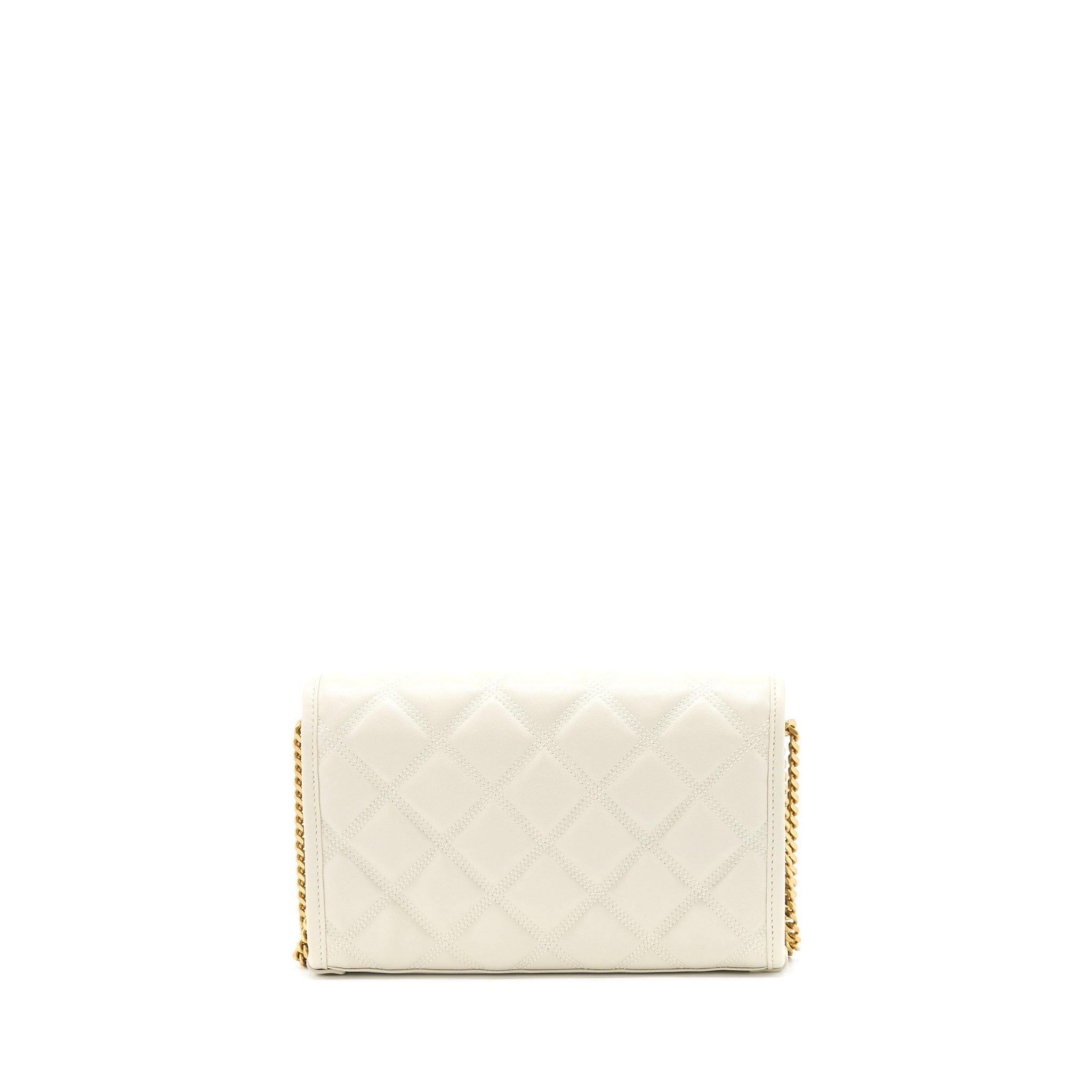 SAINT LAURENT BECKY QUILTED CHAIN BAG WHITE GHW