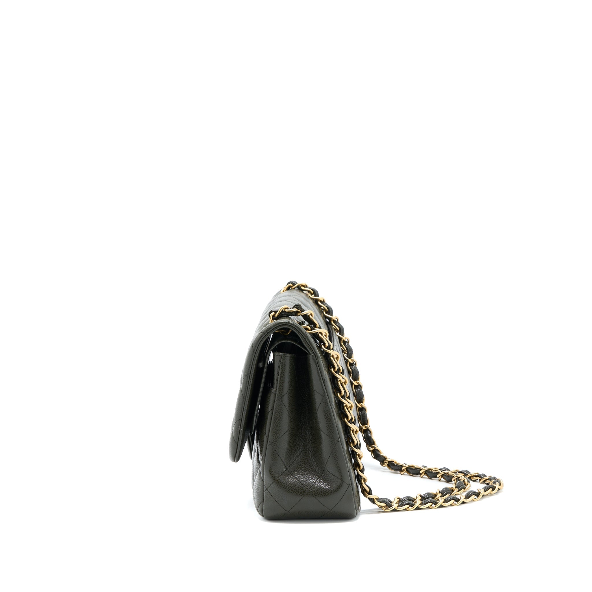 CHANEL CLASSIC JUMBO DOUBLE FLAP BAG CAVIAR OLIVE GREEN GHW