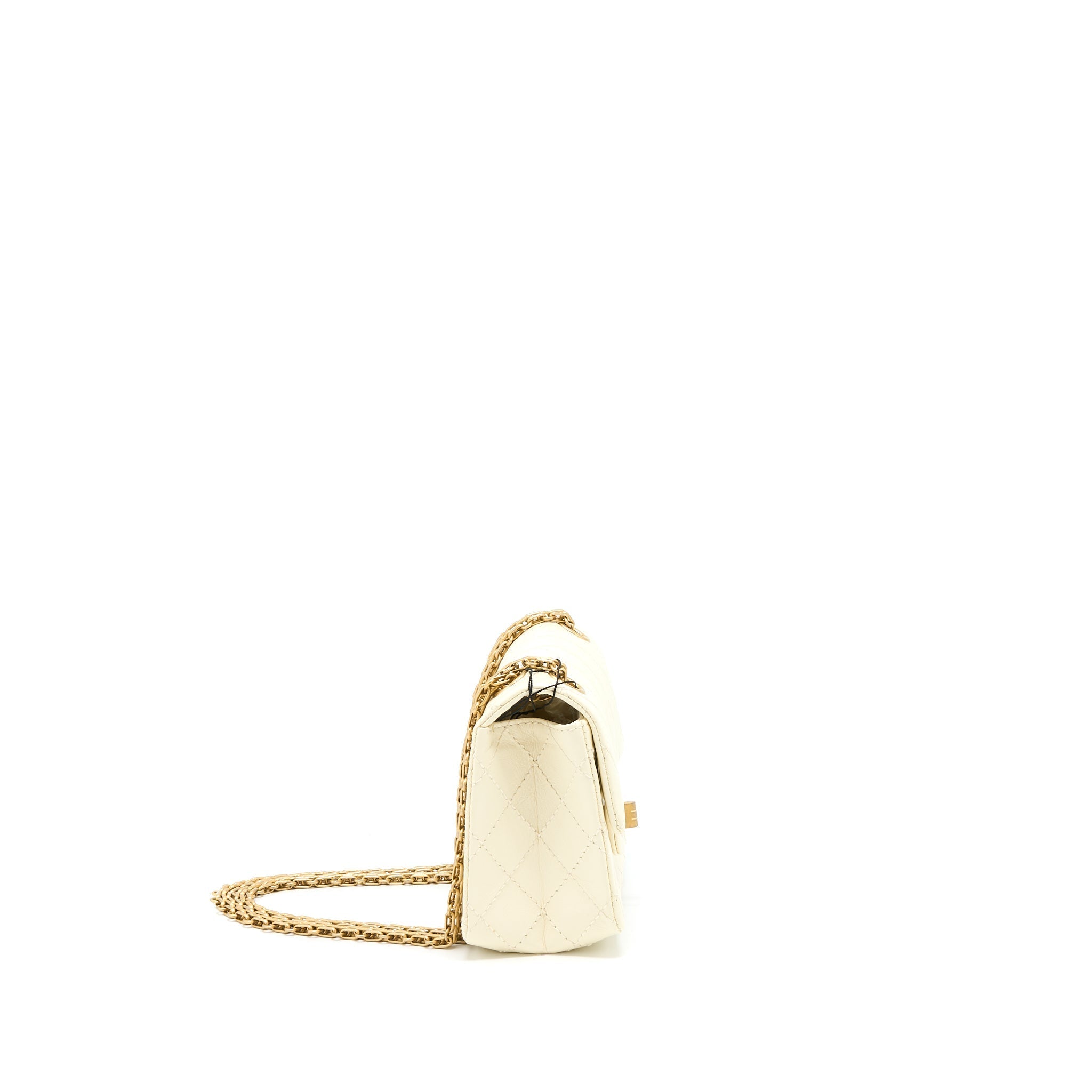 CHANEL 20A MINI 2.55 REISSUE FLAP BAG AGED CALFSKIN CREAMY WHITE BRUSHED GHW