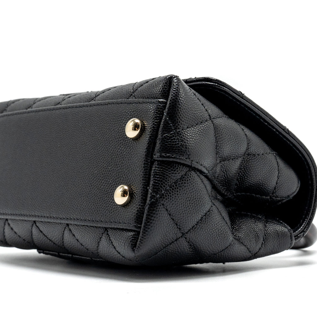 CHANEL MINI COCO HANDLE WITH LIZARD EMBOSSED HANDLE CAVIAR BLACK LGHW (MICROCHIP)