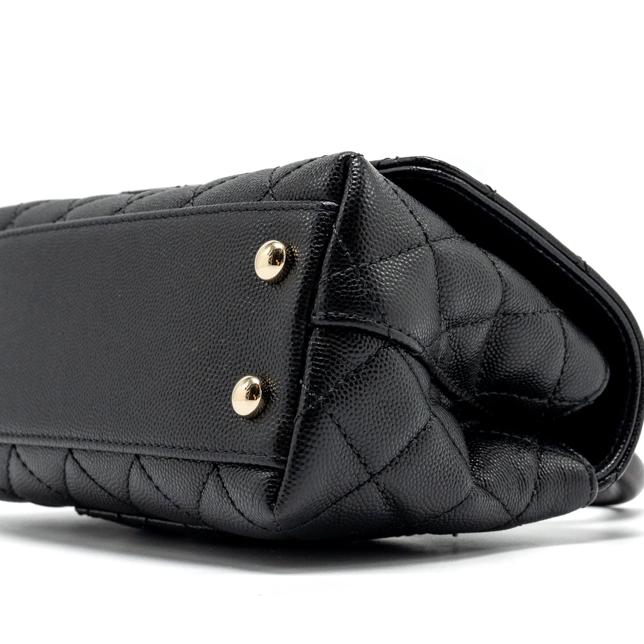 CHANEL MINI COCO HANDLE WITH LIZARD EMBOSSED HANDLE CAVIAR BLACK LGHW (MICROCHIP)