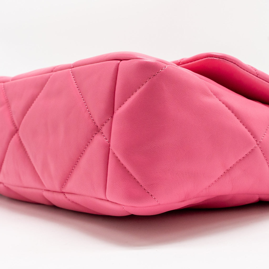 CHANEL LARGE 19 BAG LAMBSKIN PINK MULTICOLOUR HARDWARE (MICROCHIP)