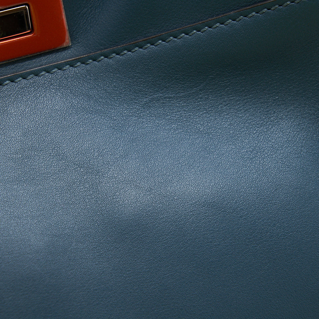FENDI MEDIUM PEEKABOO BAG DARK BLUE MULTI COLOUR HARDWARE