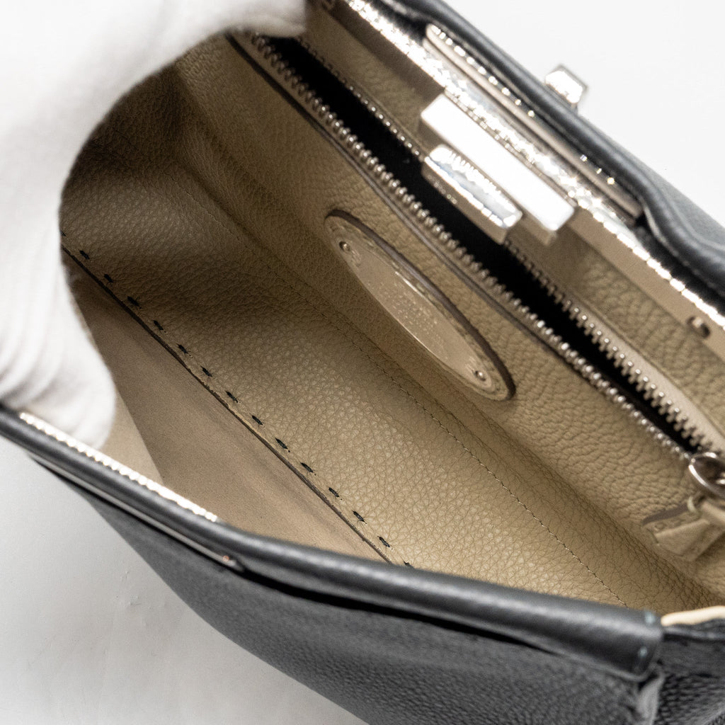 FENDI MEDIUM PEEKABOO BAG SELLERIA LEATHER BLACK SHW