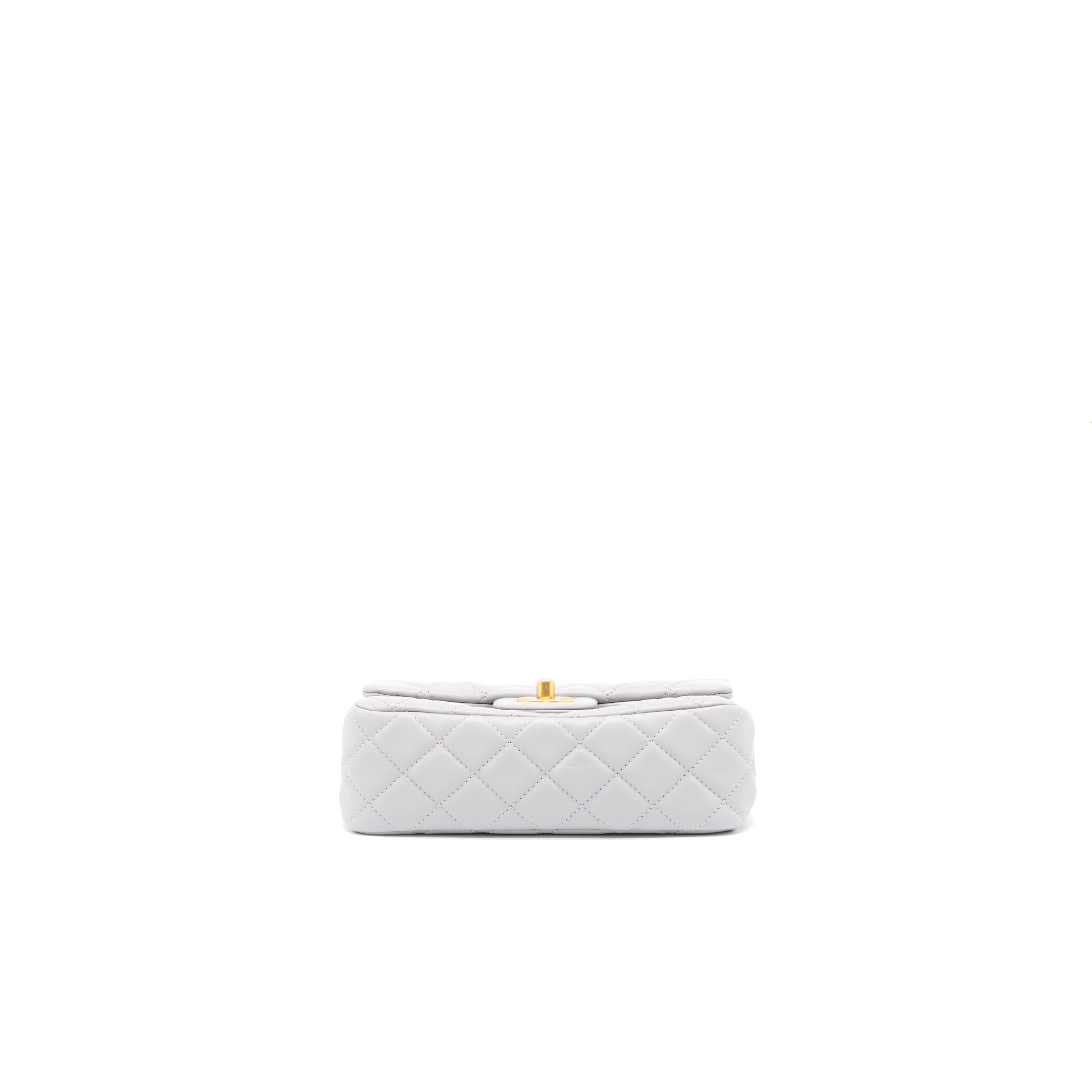 CHANEL PEARL CRUSH MINI RECTANGULAR FLAP BAG LAMBSKIN LIGHT GREY BRUSHED GHW (MICROCHIP)