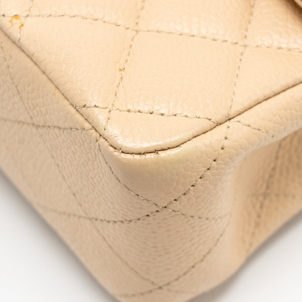 CHANEL MEDIUM CLASSIC DOUBLE FLAP BAG CAVIAR BEIGE SHW