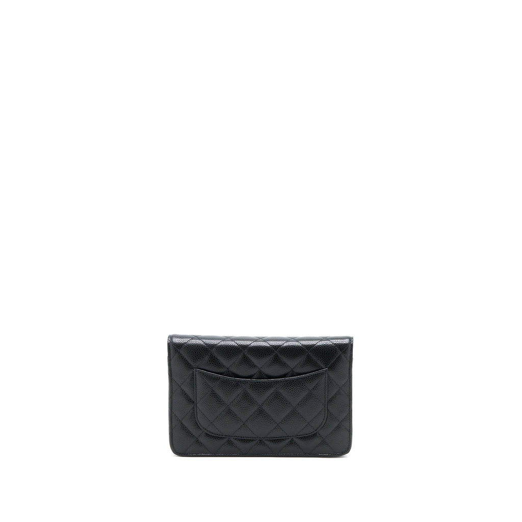 CHANEL CLASSIC WALLET ON CHAIN CAVIAR BLACK GHW (MICROCHIP)
