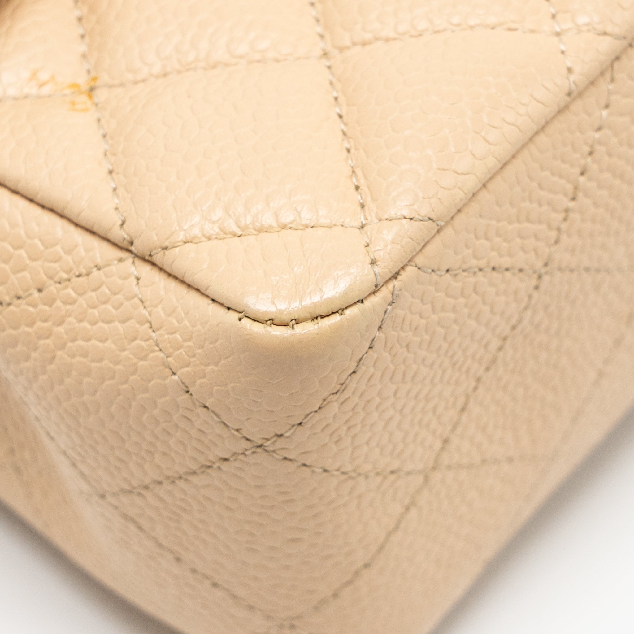 CHANEL MEDIUM CLASSIC DOUBLE FLAP BAG CAVIAR BEIGE SHW