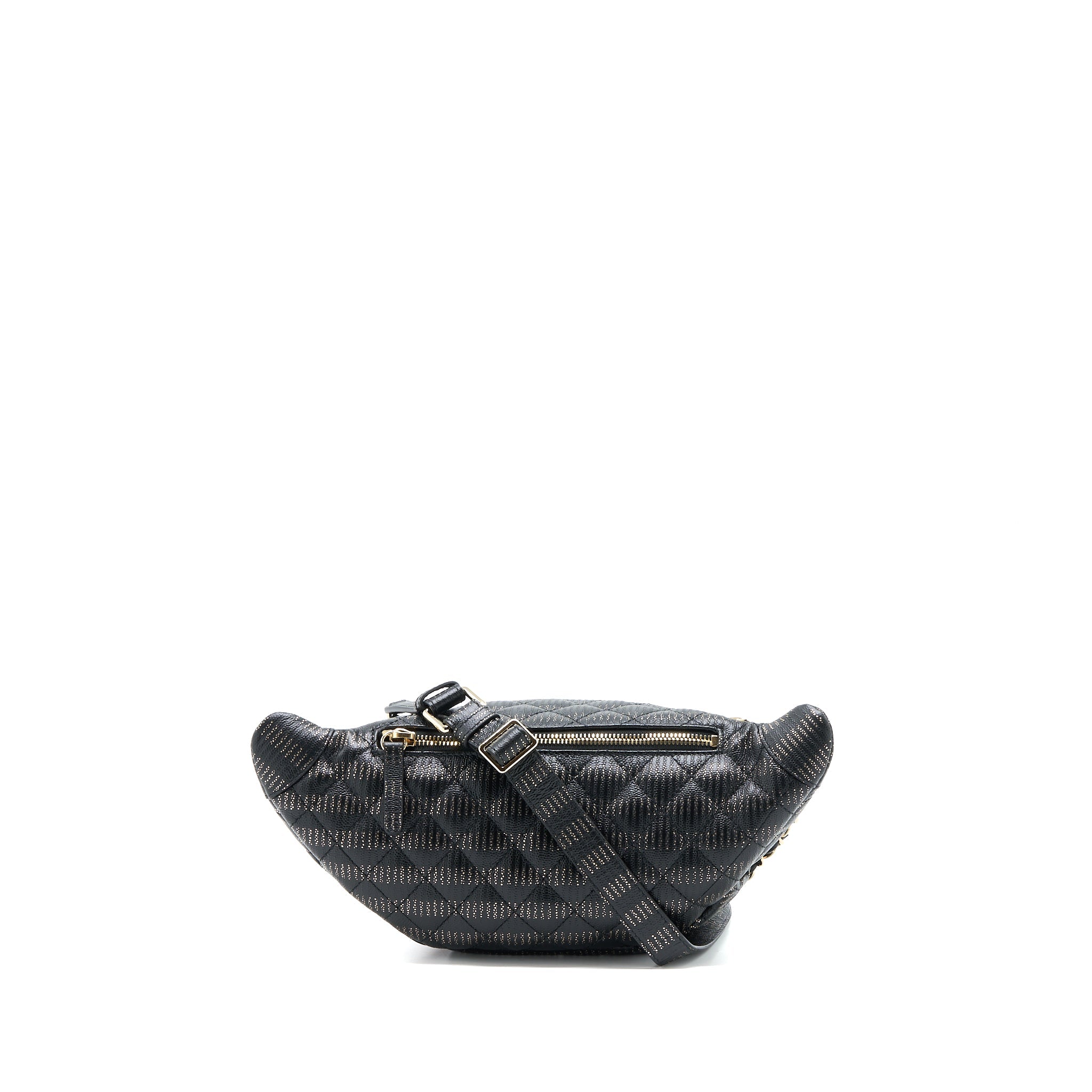 CHANEL SEASONAL WAIST BAG CALFSKIN BLACK/GOLD GHW