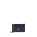 CHANEL WALLET ON CHAIN CHEVRON LAMBSKIN NAVY SHW