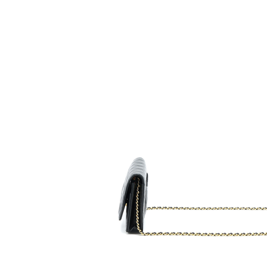 CHANEL CLASSIC WALLET ON CHAIN CAVIAR BLACK GHW (MICROCHIP)