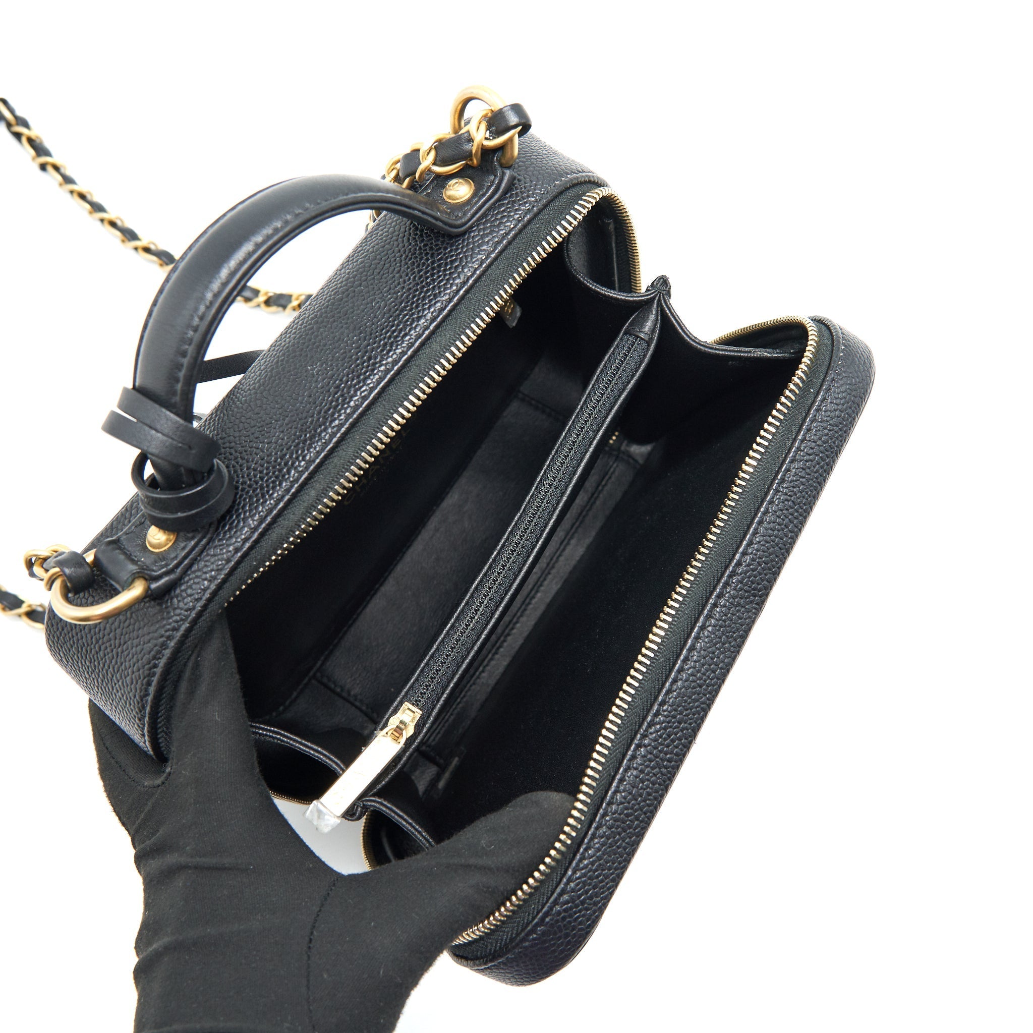 CHANEL CAVIA LEATHER VANITY BAG BLACK GHW