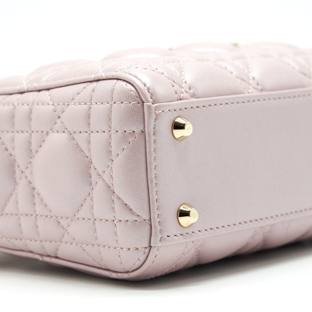 DIOR LADY DIOR MINI TOTE BAG PINK WITH LGHW