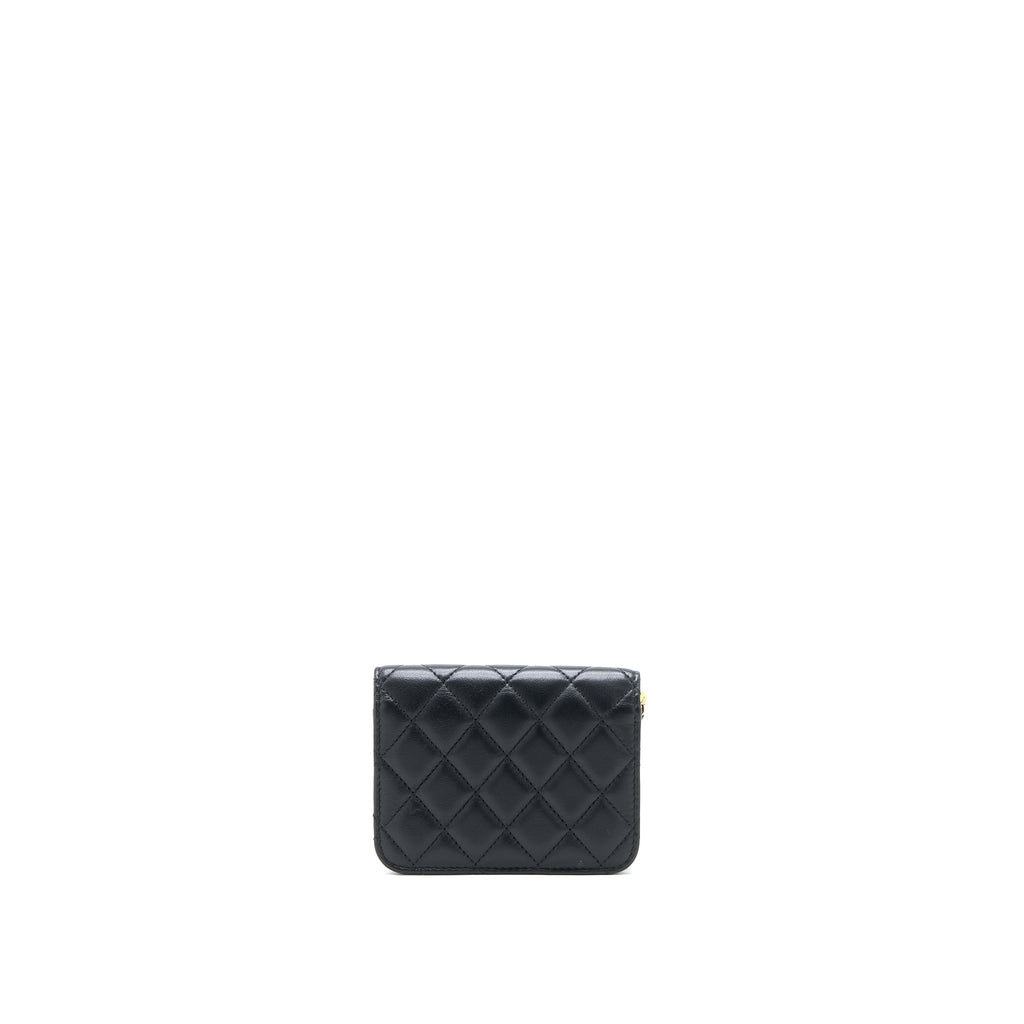 CHANEL PEARL CRUSH MINI FLAP BELT BAG WITH CHAIN LAMBSKIN BLACK BRUSHED GHW