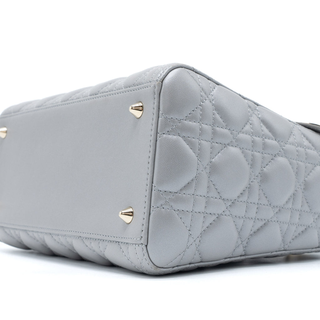DIOR MEDIUM LADY DIOR LAMBSKIN GREY LGHW