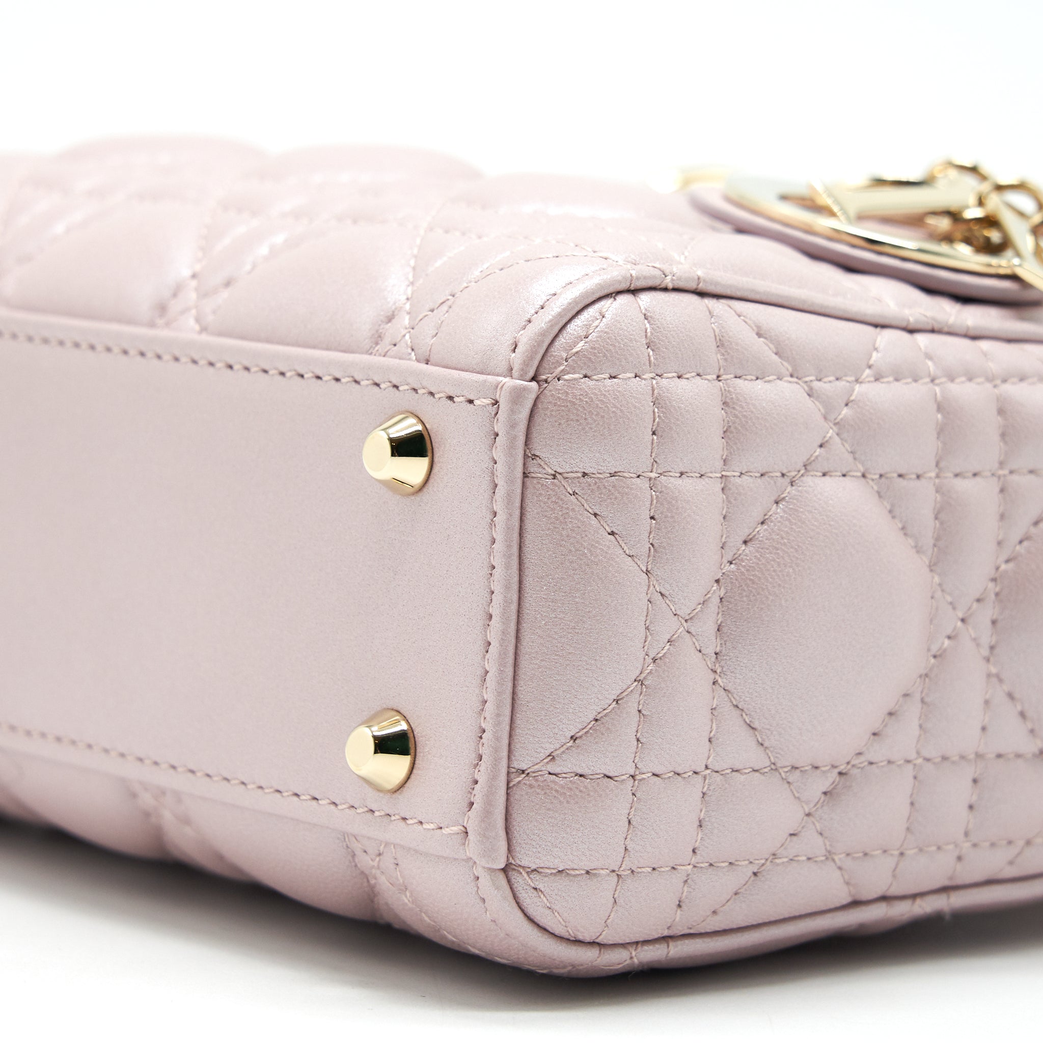 DIOR LADY DIOR MINI TOTE BAG PINK WITH LGHW