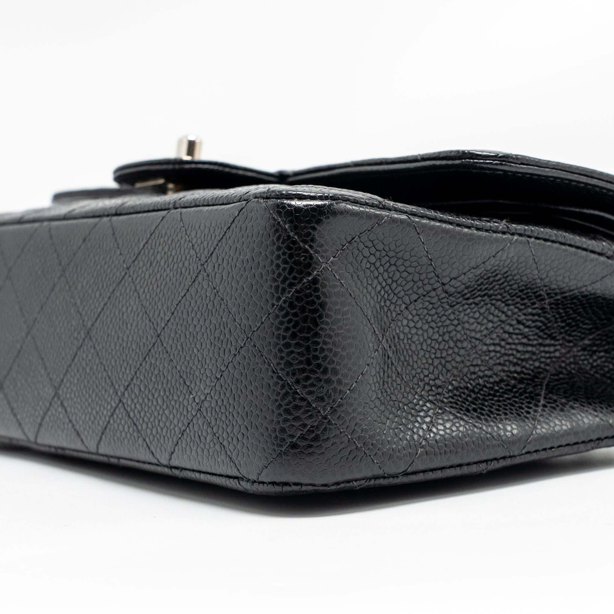 CHANEL MEDIUM CLASSIC DOUBLE FLAP BAG CAVIAR BLACK SHW
